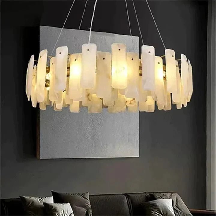 Alabaster Square Sheet Round Chandelier by Franing - Chandelier .SHOP ALL .Alabaster