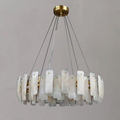 Alabaster Square Sheet Round Chandelier by Franing - Chandelier .SHOP ALL .Alabaster