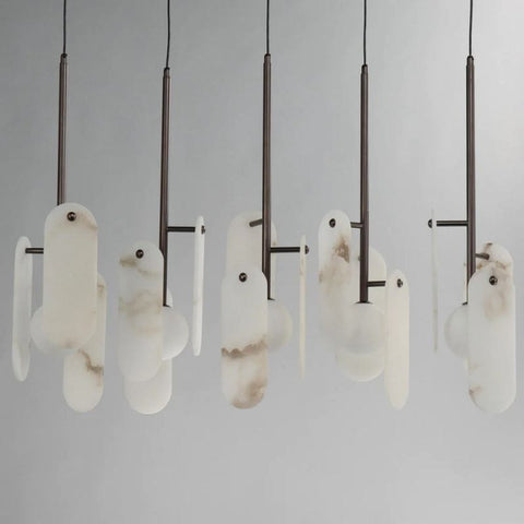 Alabaster Studio M Megalith 5 - Light Pendant by Franing - Chandelier .SHOP ALL .Alabaster，Island counter/dining room