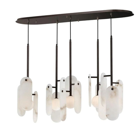Alabaster Studio M Megalith 5 - Light Pendant by Franing - Chandelier .SHOP ALL .Alabaster，Island counter/dining room