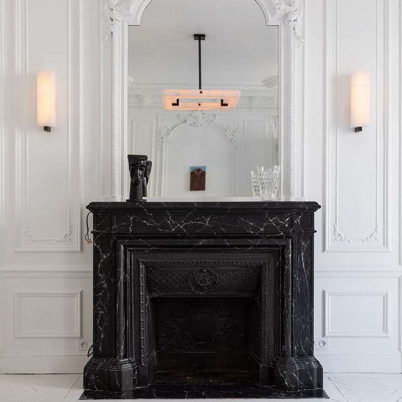 Amelia Square Alabaster Living Room Chandelier by Franing - Chandelier .SHOP ALL .Alabaster