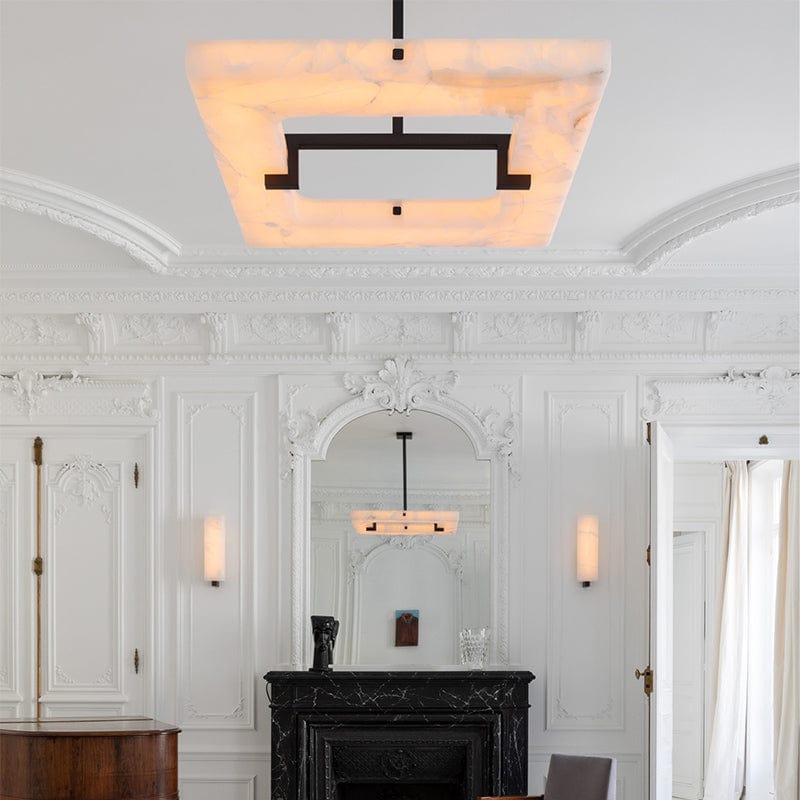 Amelia Square Alabaster Living Room Chandelier by Franing - Chandelier .SHOP ALL .Alabaster