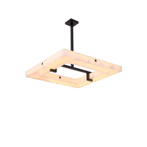 Amelia Square Alabaster Living Room Chandelier by Franing - Chandelier .SHOP ALL .Alabaster