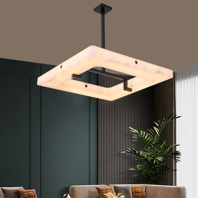 Amelia Square Alabaster Living Room Chandelier by Franing - Chandelier .SHOP ALL .Alabaster