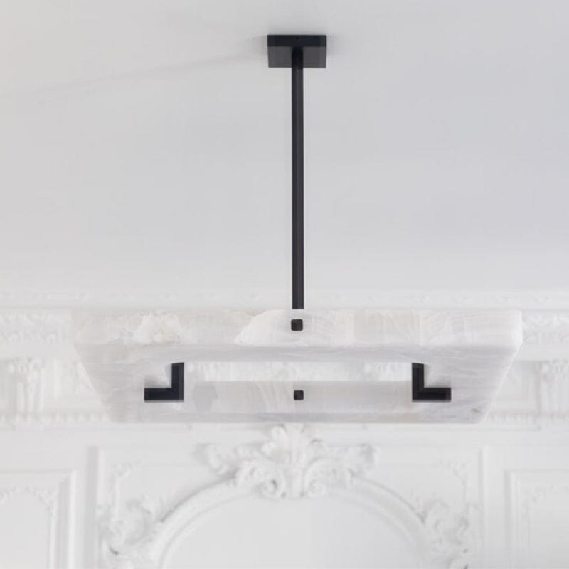 Amelia Square Alabaster Living Room Chandelier by Franing - Chandelier .SHOP ALL .Alabaster