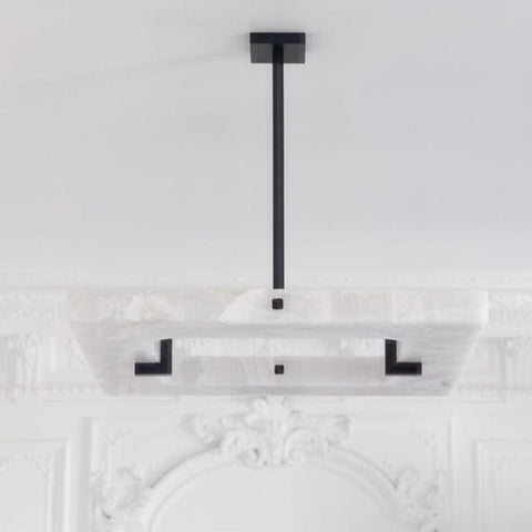 Amelia Square Alabaster Living Room Chandelier by Franing - Chandelier .SHOP ALL .Alabaster