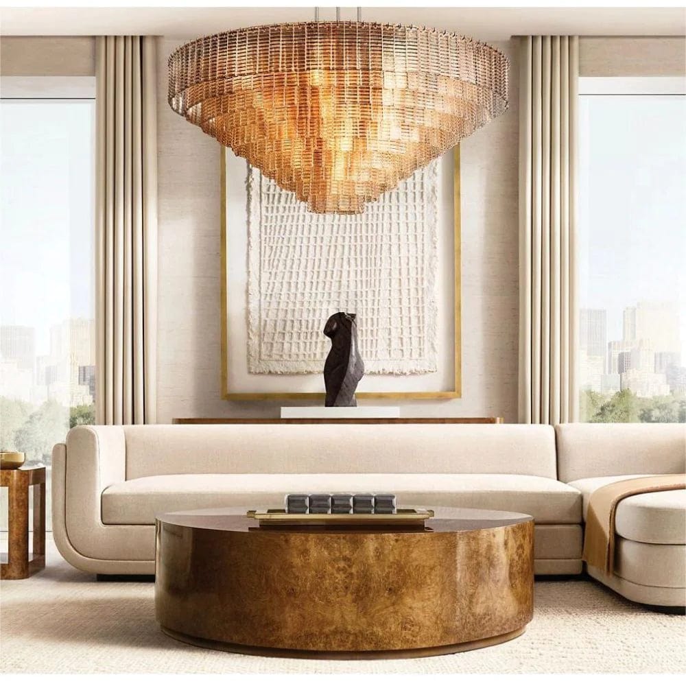 Siren CLEAR ROUND GLASS  CHANDELIER 41" 36'' - Franing