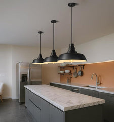 Black Farmhouse Pendant Light – Industrial Dome Ceiling Fixture, 15" & 18" by Franing - SHOP ALL,Chandelier,1 - 3,pendant,metal chandelier,Farmhouse