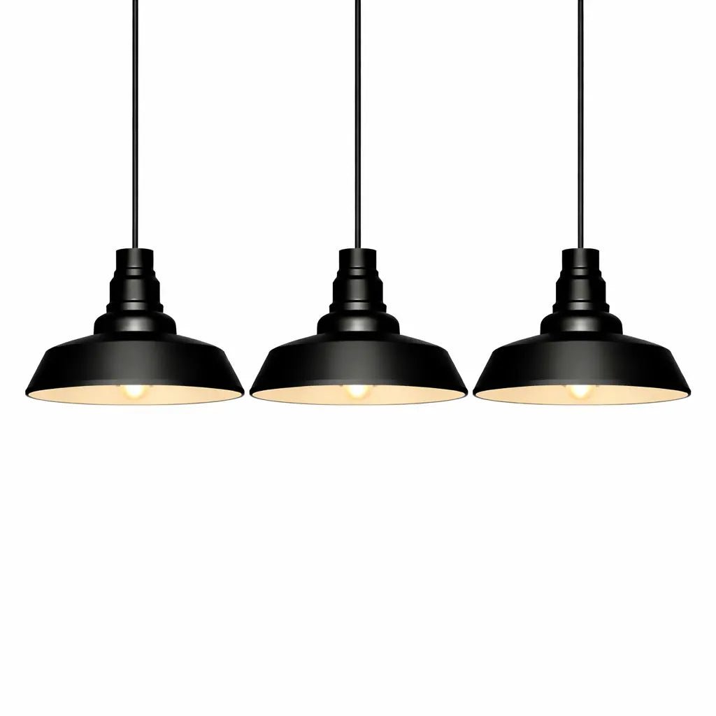 Black Farmhouse Pendant Light – Industrial Dome Ceiling Fixture, 15" & 18" by Franing - SHOP ALL,Chandelier,1 - 3,pendant,metal chandelier,Farmhouse