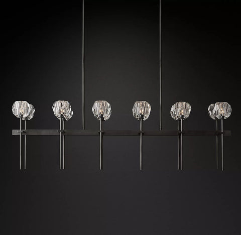 Boule Cristal Double Linear Chandelier 60" by Franing - Boule .Chandelier .SHOP ALL .crystal chandelier，Island counter/dining room