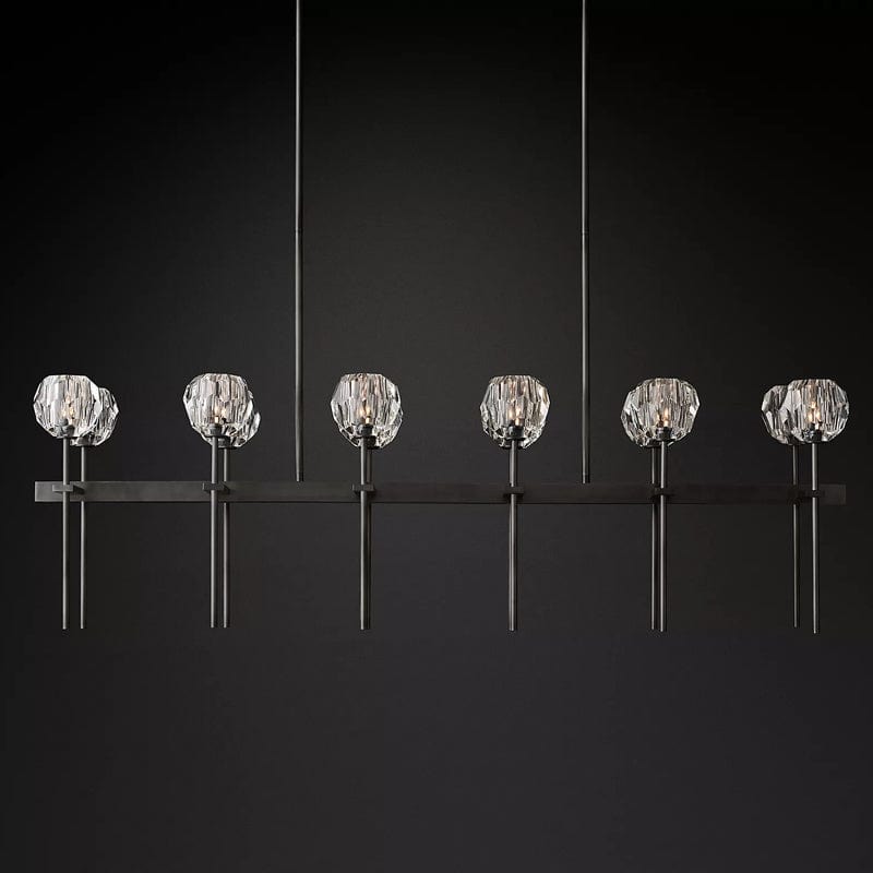 Boule Cristal Double Linear Chandelier 60" by Franing - Boule .Chandelier .SHOP ALL .crystal chandelier，Island counter/dining room