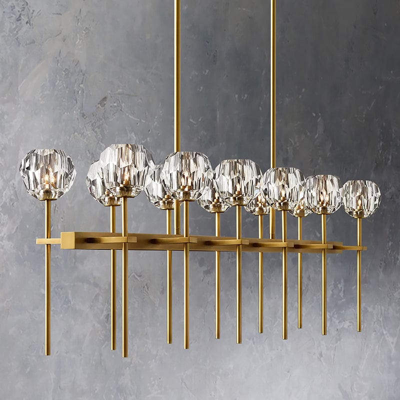 Boule Cristal Double Linear Chandelier 60" by Franing - Boule .Chandelier .SHOP ALL .crystal chandelier，Island counter/dining room