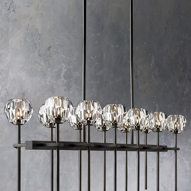 Boule Cristal Double Linear Chandelier 60" by Franing - Boule .Chandelier .SHOP ALL .crystal chandelier，Island counter/dining room