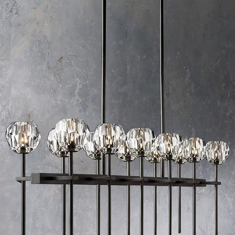 Boule Cristal Double Linear Chandelier 60" by Franing - Boule .Chandelier .SHOP ALL .crystal chandelier，Island counter/dining room