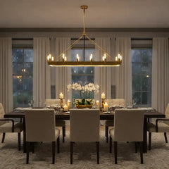 Caminy 41" Mid - Century Modern Rectangular Chandelier - Luxury Burnished Brass Island Lighting for Elegant Dining Rooms by Franing - Chandelier,SHOP ALL,metal chandelier,Farmhouse