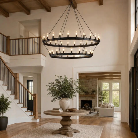 Caminy Vintage Candelabra 2 - Tier Chandelier 38" 50" 63" 71" by Franing - Chandelier,SHOP ALL,metal chandelier,Farmhouse