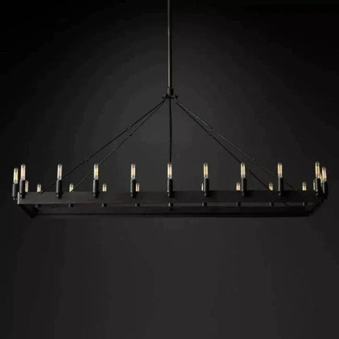 Caminy Vintage Filament Rectangular Chandelier by Franing - Chandelier,SHOP ALL,metal chandelier,Farmhouse