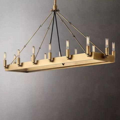Caminy Vintage Filament Rectangular Chandelier by Franing - Chandelier,SHOP ALL,metal chandelier,Farmhouse