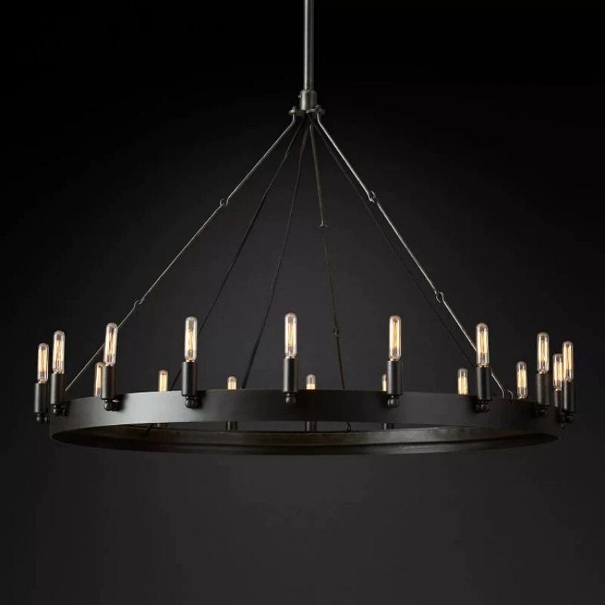Caminy Vintage Filament Round Chandelier 26” 38“ 50” 60“ 73” by Franing - Chandelier,SHOP ALL,metal chandelier,Farmhouse