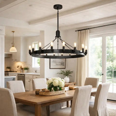 Caminy Vintage Round Chandelier in Burnished Brass – Grand Scale Lighting for Great Rooms, Entryways & Dining (Multiple Sizes up to 73") by Franing - Chandelier,SHOP ALL,metal chandelier,Farmhouse