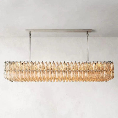 Chiara Clear Glass Rectangular Chandelier 74" by Franing - chiaray,SHOP ALL,Chandelier,glass chandelier，Island counter/dining room