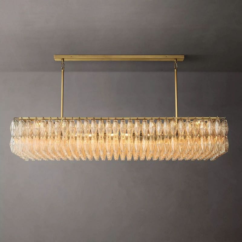 Chiara Clear Glass Rectangular Chandelier 74" by Franing - chiaray,SHOP ALL,Chandelier,glass chandelier，Island counter/dining room