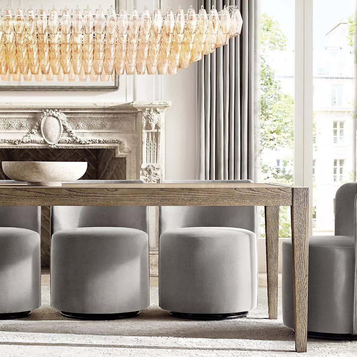 Chiara Glass Multi - Tier Rectangular Chandelier 54"W by Franing - chiaray,SHOP ALL,Chandelier,glass chandelier，Island counter/dining room