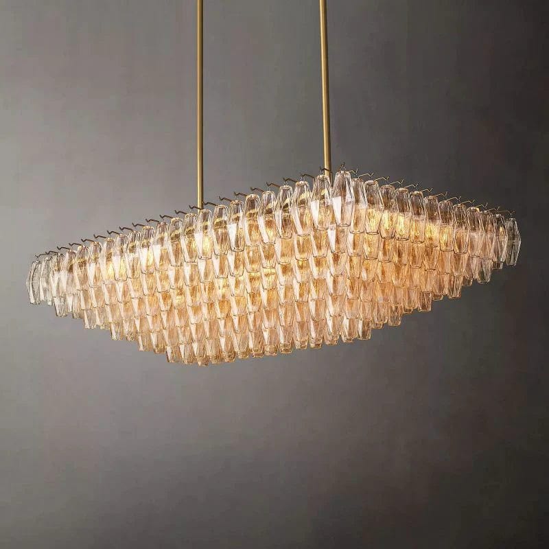 Chiara Glass Multi - Tier Rectangular Chandelier 54"W by Franing - chiaray,SHOP ALL,Chandelier,glass chandelier，Island counter/dining room