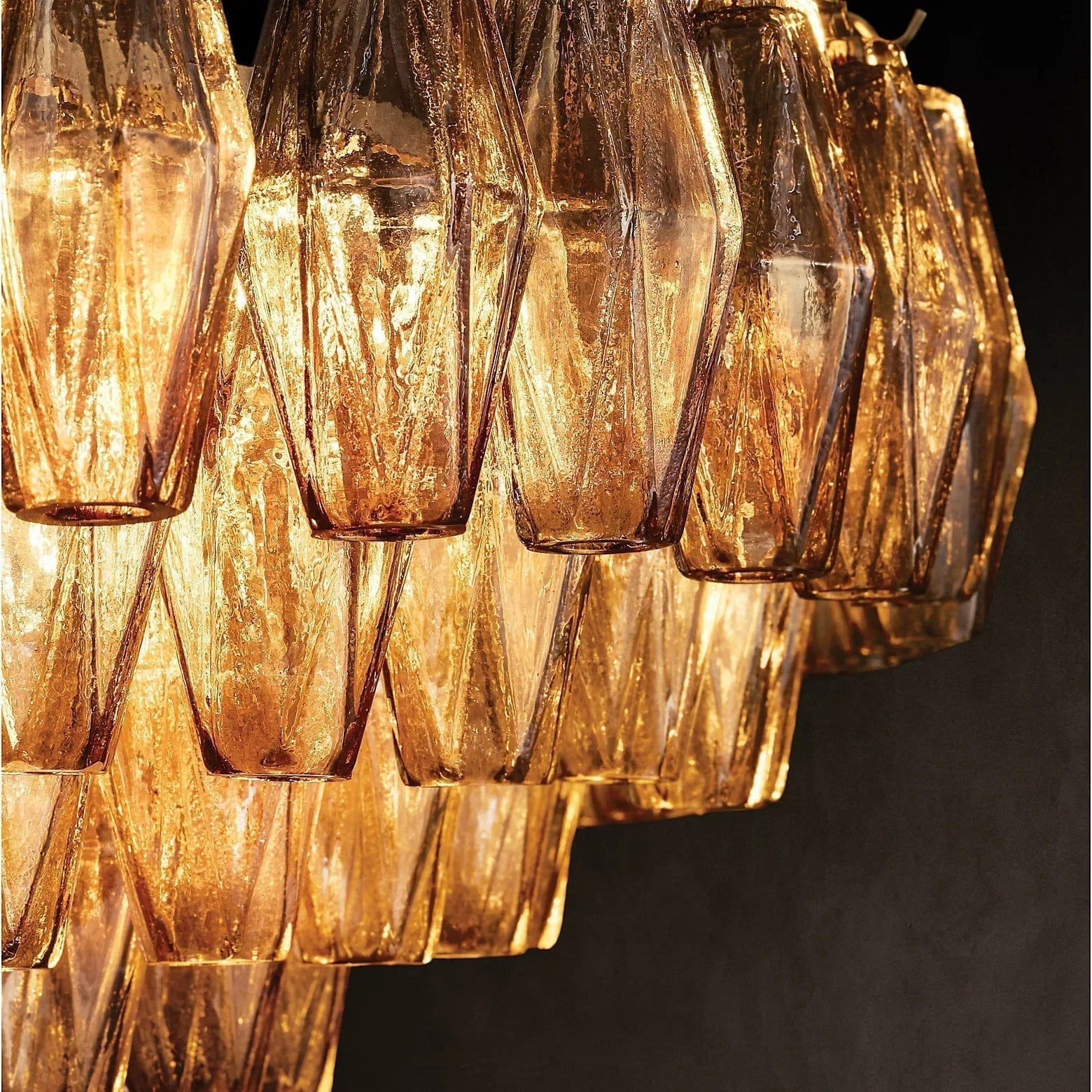 Chiara Glass Multi - Tier Rectangular Chandelier 54"W by Franing - chiaray,SHOP ALL,Chandelier,glass chandelier，Island counter/dining room