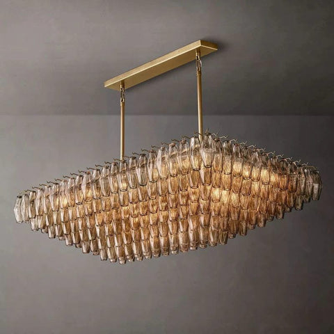 Chiara Glass Multi - Tier Rectangular Chandelier 54"W by Franing - chiaray,SHOP ALL,Chandelier,glass chandelier，Island counter/dining room