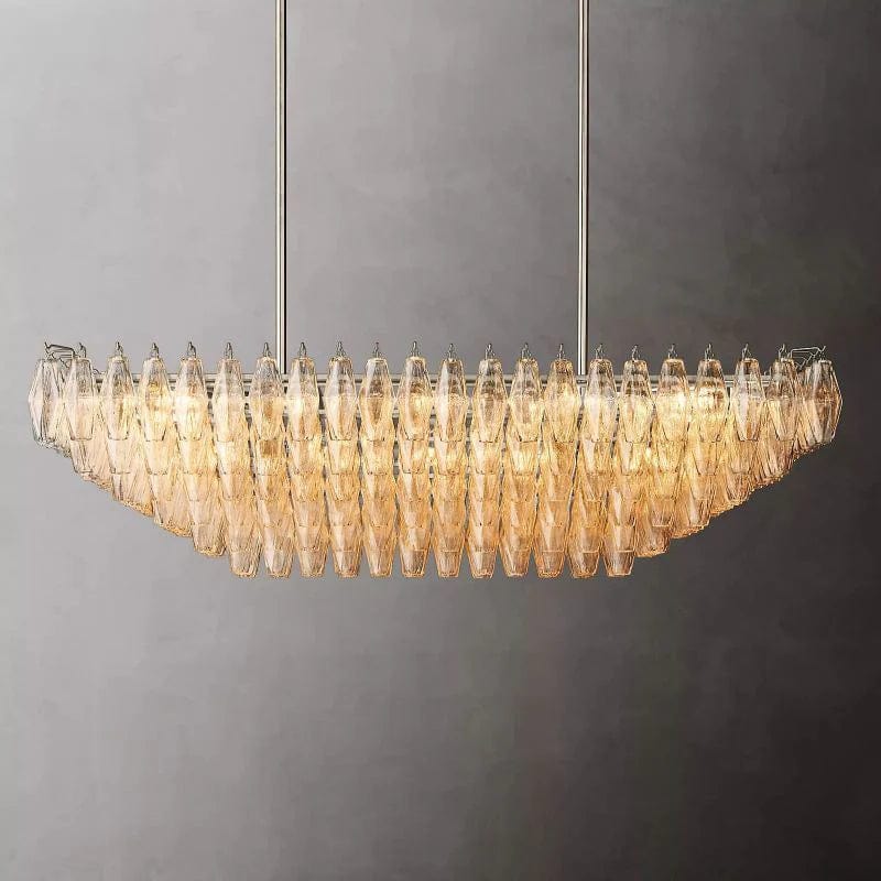 Chiara Glass Multi - Tier Rectangular Chandelier 54"W by Franing - chiaray,SHOP ALL,Chandelier,glass chandelier，Island counter/dining room