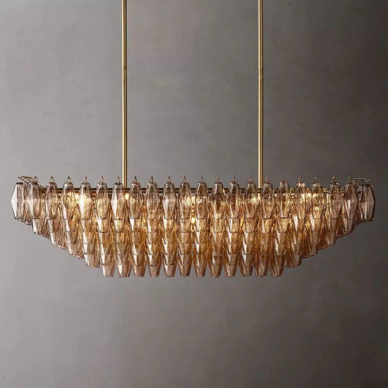 Chiara Glass Multi - Tier Rectangular Chandelier 54"W by Franing - chiaray,SHOP ALL,Chandelier,glass chandelier，Island counter/dining room