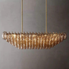 Chiara Glass Multi - Tier Rectangular Chandelier 54"W by Franing - chiaray,SHOP ALL,Chandelier,glass chandelier，Island counter/dining room