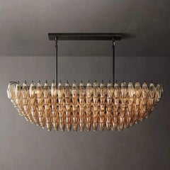 Chiara Glass Multi - Tier Rectangular Chandelier 54"W by Franing - chiaray,SHOP ALL,Chandelier,glass chandelier，Island counter/dining room