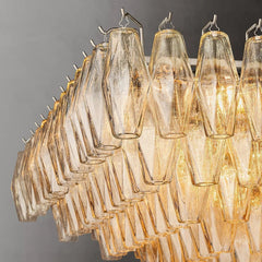 Chiara Glass Multi - Tier Rectangular Chandelier 54"W by Franing - chiaray,SHOP ALL,Chandelier,glass chandelier，Island counter/dining room