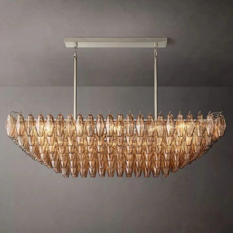 Chiara Glass Multi - Tier Rectangular Chandelier 54"W by Franing - chiaray,SHOP ALL,Chandelier,glass chandelier，Island counter/dining room