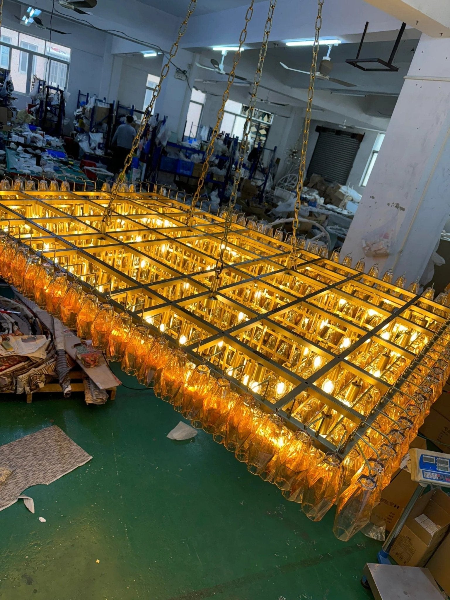 Chiara Glass Multi - Tier Rectangular Chandelier 54"W by Franing - chiaray,SHOP ALL,Chandelier,glass chandelier，Island counter/dining room