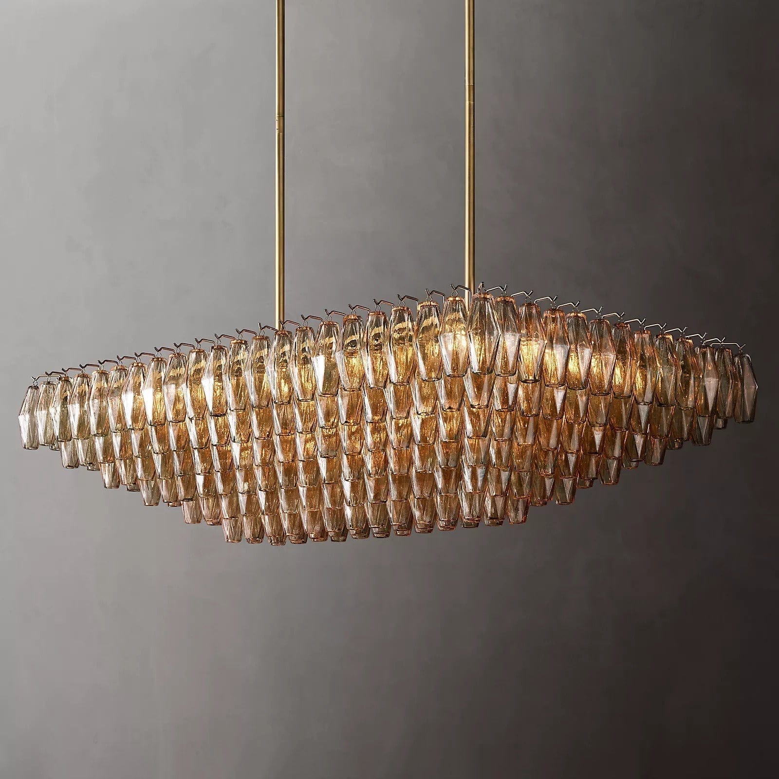 Chiara Glass Multi - Tier Rectangular Chandelier 54"W by Franing - chiaray,SHOP ALL,Chandelier,glass chandelier，Island counter/dining room