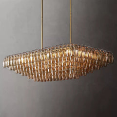 Chiara Glass Multi - Tier Rectangular Chandelier 54"W by Franing - chiaray,SHOP ALL,Chandelier,glass chandelier，Island counter/dining room