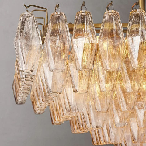 Chiara Glass Multi - Tier Rectangular Chandelier 54"W by Franing - chiaray,SHOP ALL,Chandelier,glass chandelier，Island counter/dining room