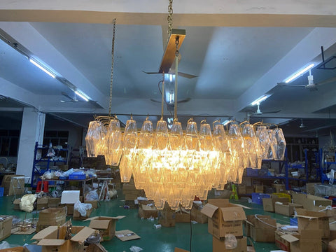 Chiara Glass Multi - Tier Square Chandelier 32"SQ by Franing - chiaray,SHOP ALL,Chandelier,glass chandelier