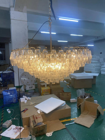 Chiara Glass Multi - Tier Square Chandelier 32"SQ by Franing - chiaray,SHOP ALL,Chandelier,glass chandelier