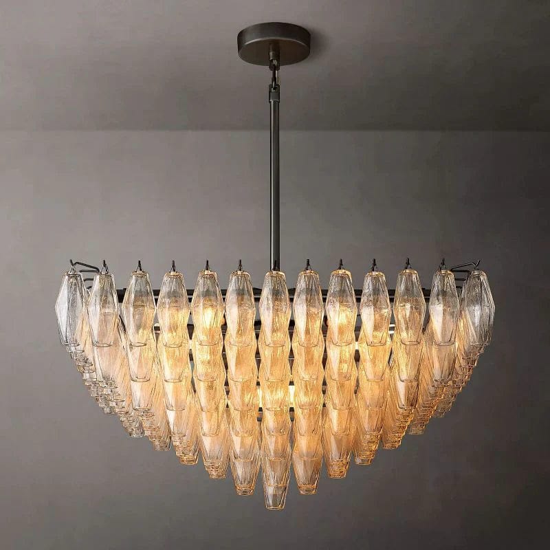Chiara Glass Multi - Tier Square Chandelier 32"SQ by Franing - chiaray,SHOP ALL,Chandelier,glass chandelier