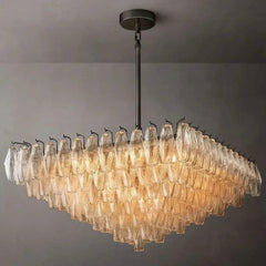 Chiara Glass Multi - Tier Square Chandelier 32"SQ by Franing - chiaray,SHOP ALL,Chandelier,glass chandelier
