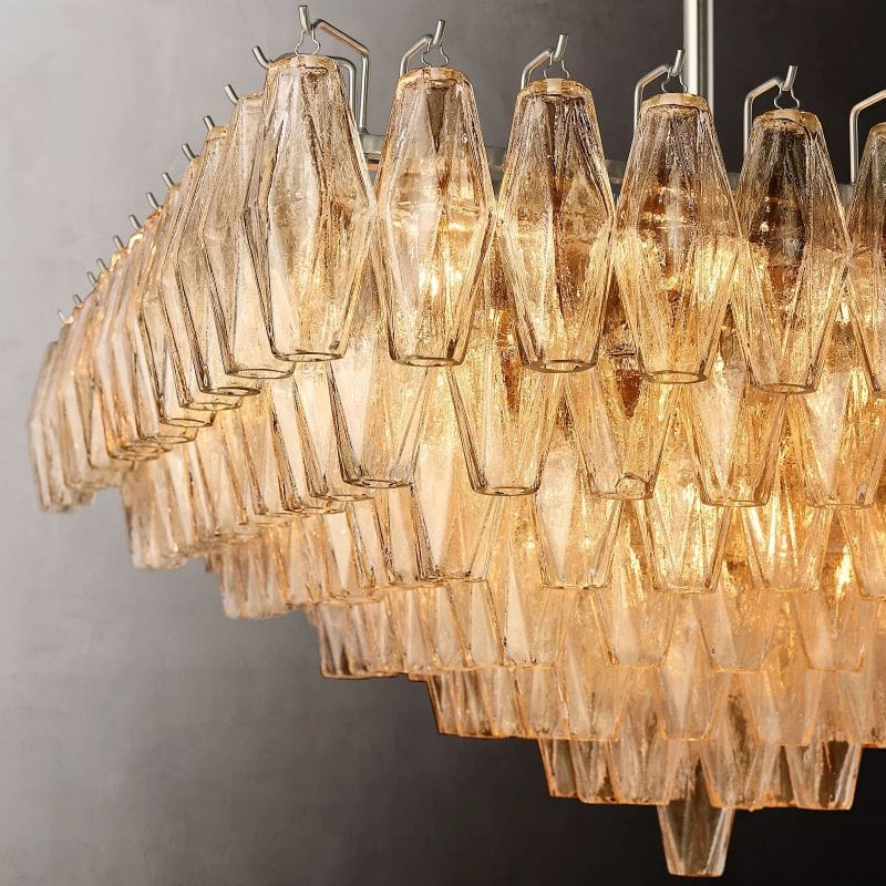 Chiara Glass Multi - Tier Square Chandelier 32"SQ by Franing - chiaray,SHOP ALL,Chandelier,glass chandelier