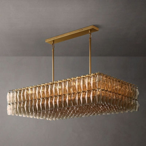 Chiara Glass Rectangular Chandelier 54" by Franing - chiaray,SHOP ALL,Chandelier,glass chandelier，Island counter/dining room