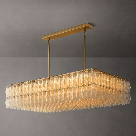 Chiara Glass Rectangular Chandelier 54" by Franing - chiaray,SHOP ALL,Chandelier,glass chandelier，Island counter/dining room
