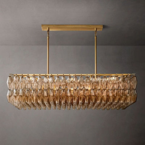 Chiara Glass Rectangular Chandelier 54" by Franing - chiaray,SHOP ALL,Chandelier,glass chandelier，Island counter/dining room