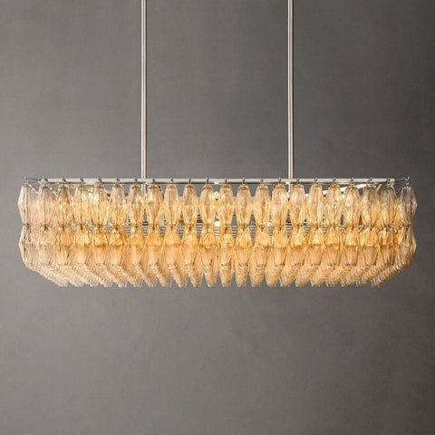 Chiara Glass Rectangular Chandelier 54" by Franing - chiaray,SHOP ALL,Chandelier,glass chandelier，Island counter/dining room