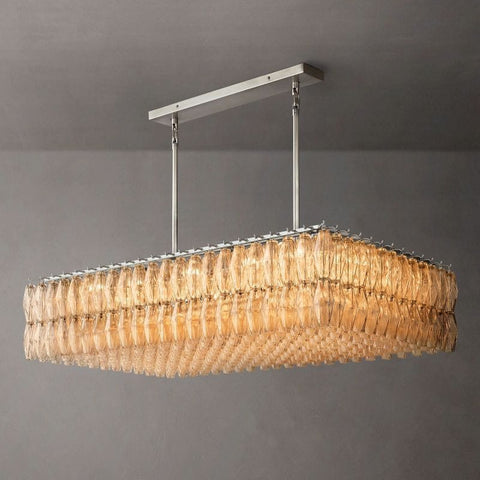 Chiara Glass Rectangular Chandelier 54" by Franing - chiaray,SHOP ALL,Chandelier,glass chandelier，Island counter/dining room